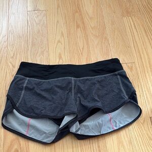 Lululemon Speed up Women's Black and Gray Shorts with pink accents